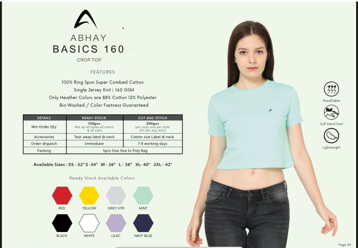CROP GIRLS COTTON T.SHIRTS